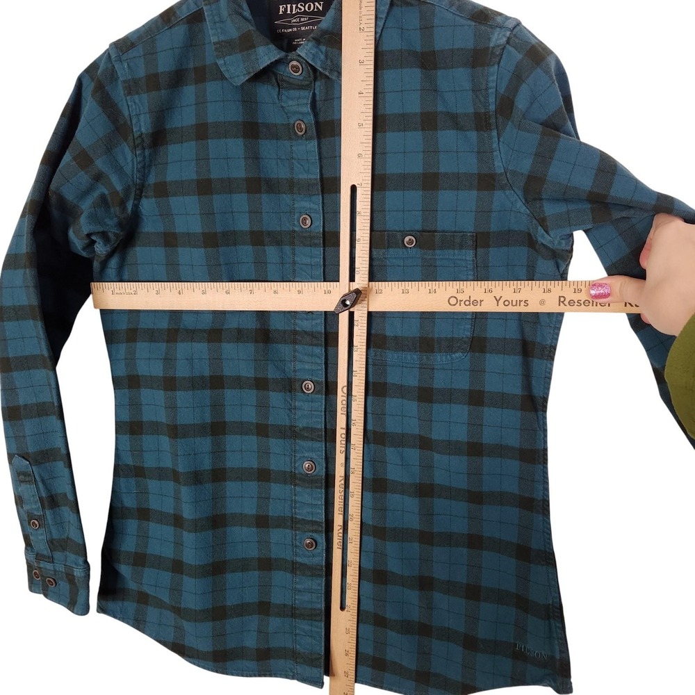 FILSON Alaskan Guide Shirt Womens Medium Blue Plaid Flannel Long Sleeve Button - Picture 8 of 12